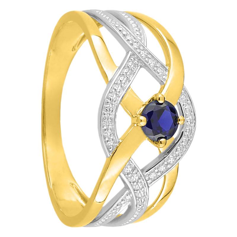 750 Two-Tone Gold Braided Ring & Sapphire 0.22 ct Solitaire - Emanessence