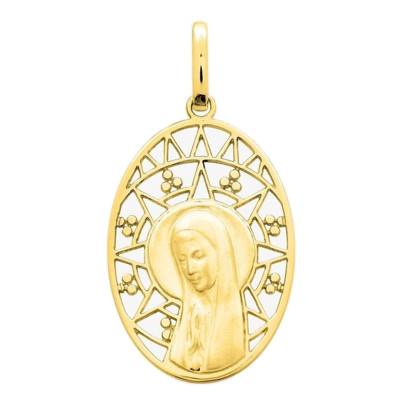 Médaille Ovale Vierge en Or Jaune 750 - Emanessence