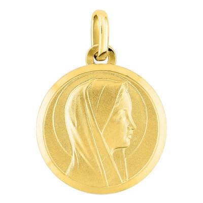 Médaille Ronde Vierge de Profil Or Jaune, Diamètre 17 mm ou 19 mm - Emanessence