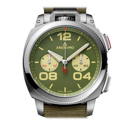 Anonimo Militare Chrono Vintage Green Kaki Watch AM-1122.03.396.t66 - Anonimo