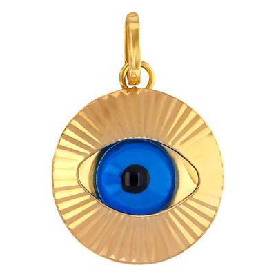 375/1000 or 750/1000 Yellow Gold Evil Eye Lucky Charm Pendant - Emanessence