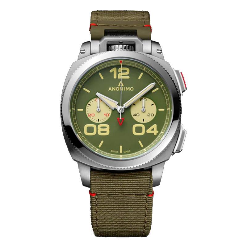 Anonimo Militare Chrono Vintage Green Kaki Watch AM-1122.03.396.t66 - Anonimo
