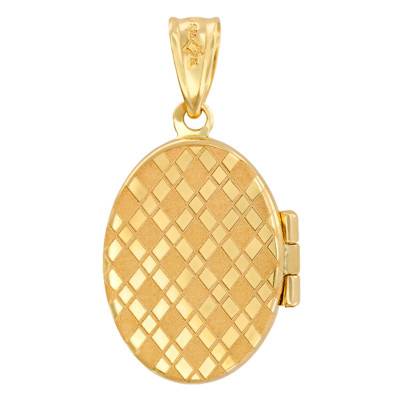 Yellow 375 Gold Checkerboard Photo Pendant - Rosatella