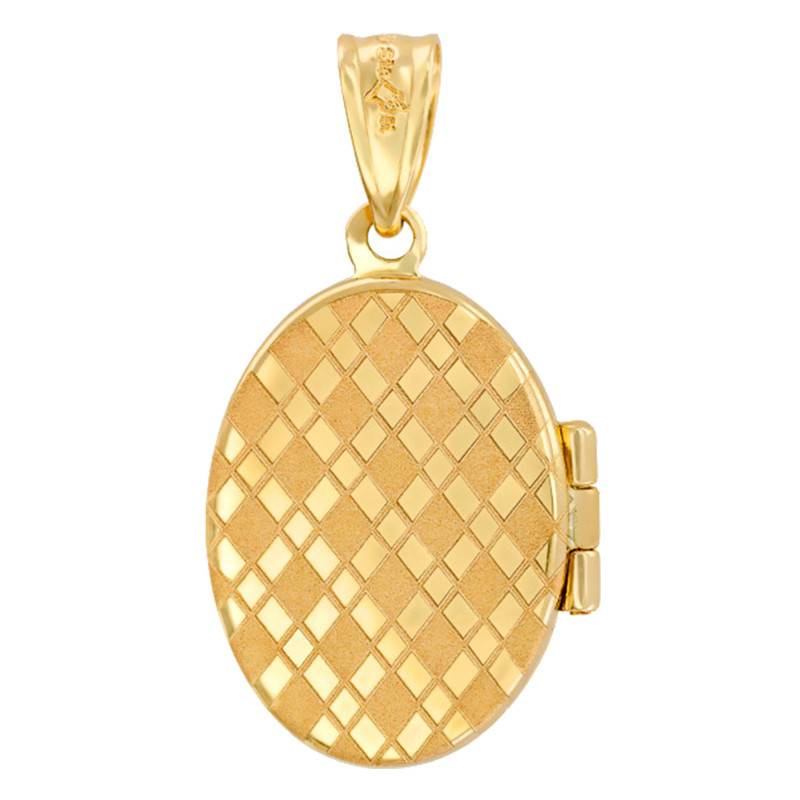 Yellow 375 Gold Checkerboard Photo Pendant - Rosatella