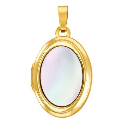 375/1000 or 750/1000 Yellow Gold & Mother-of-Pearl Photo Pendant - Emanessence
