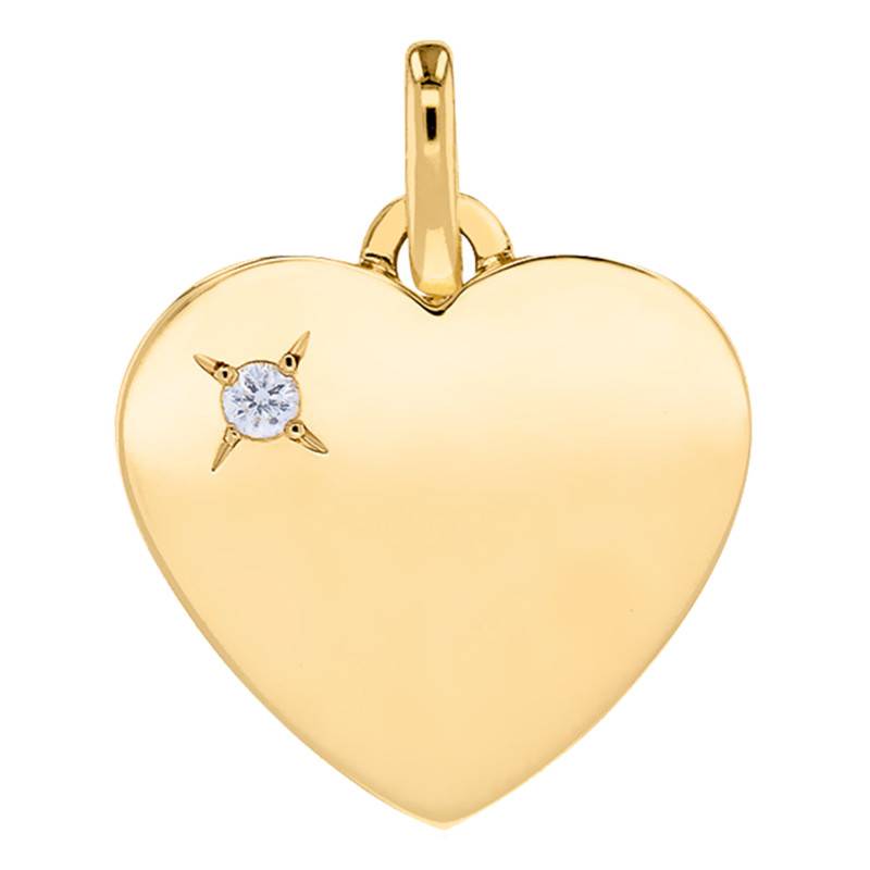 750 Yellow Gold & Diamond Heart Pendant - Emanessence