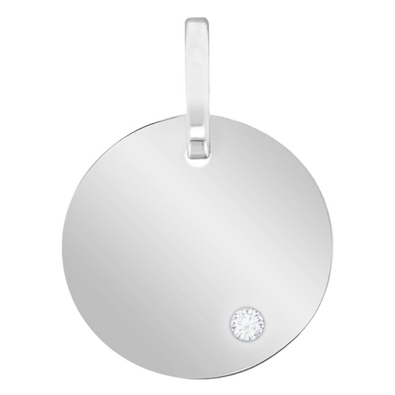 750/1000 White Gold & Diamond Round Medal, Diameter 16 mm or 21 mm - Emanessence