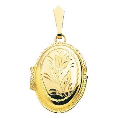 750/1000 Yellow Gold Oval Photo Locket Pendant, 22 x 18 mm - Emanessence