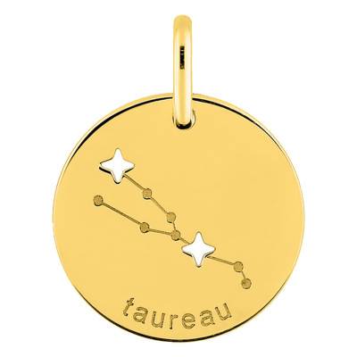 750/1000 Yellow Gold Taurus Constellation Pendant, Diameter 14 mm - Emanessence