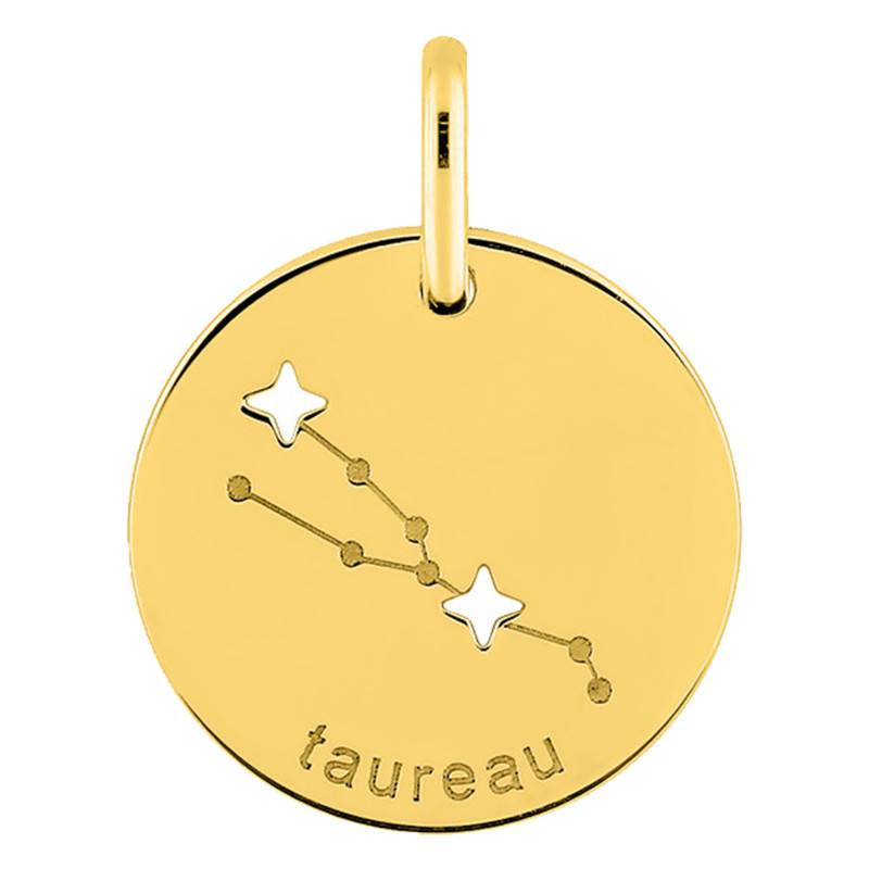 750/1000 Yellow Gold Taurus Constellation Pendant, Diameter 14 mm - Emanessence