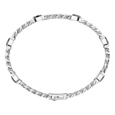 925 Silver & Tiger's Eye Cosmostone Bracelet, 19 cm to 21 cm Length, 8 mm Width - ESB073-T - Zancan