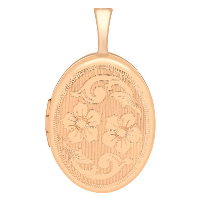 375 Rose Gold Oval Flower Photo Locket Pendant - Emanessence - Emanessence
