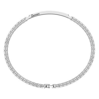 925 Sterling Silver & Black Spinels Insignia Bracelet, Length 21 cm - ESB083 - Zancan