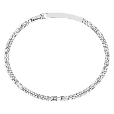 925 Sterling Silver & Black Spinels Insignia Bracelet, Length 21 cm - ESB084 - Zancan