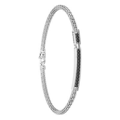 925 Sterling Silver & Black Spinels Insignia Bracelet, Length 21 cm - ESB084 - Zancan