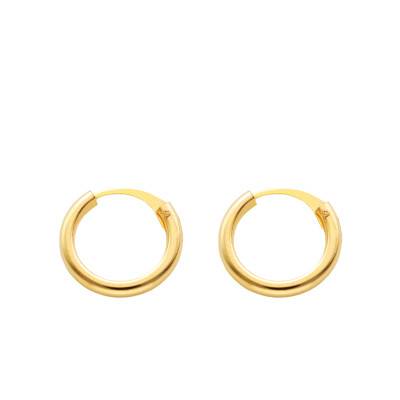 750/1000 Yellow Gold Hoop Earrings, Diameter 10.30 mm - Emanessence