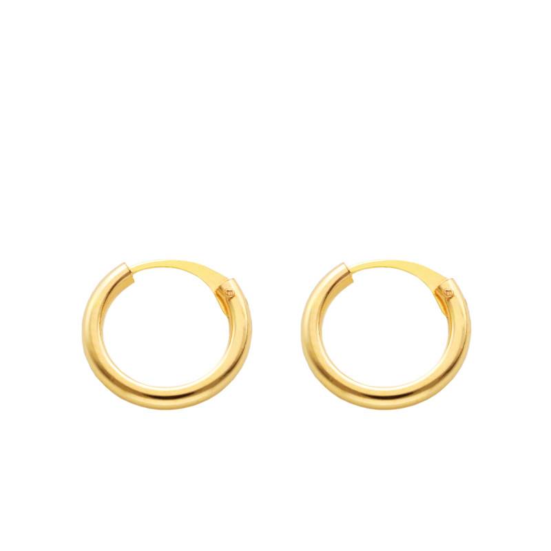 750/1000 Yellow Gold Hoop Earrings, Diameter 10.30 mm - Emanessence