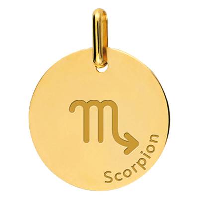 Yellow Gold 375 or 750 Scorpio Zodiac Medal, Diameter 16 mm - Lucas Lucor