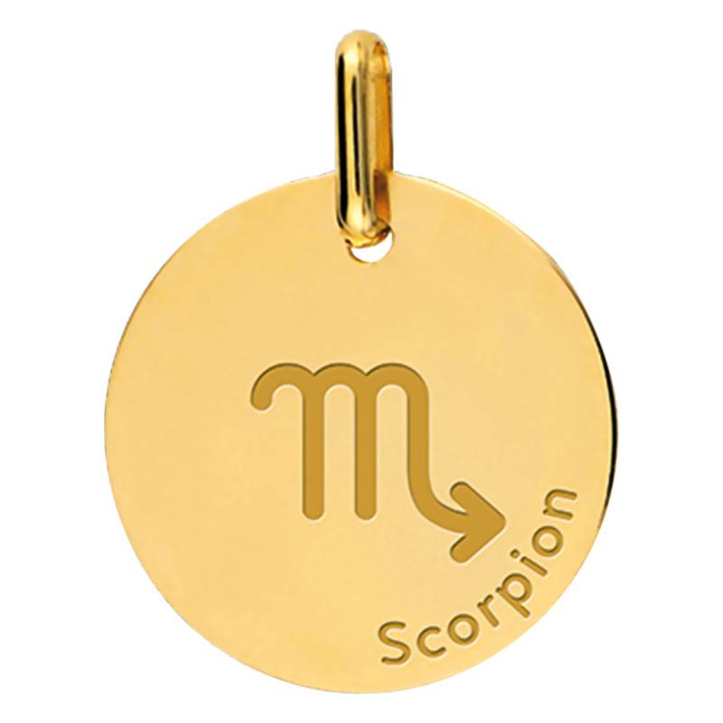 Yellow Gold 375 or 750 Scorpio Zodiac Medal, Diameter 16 mm - Lucas Lucor