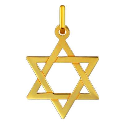 Yellow Gold 375/1000 or 750/1000 Star of David Pendant, 25 x 23 mm - Lucas Lucor