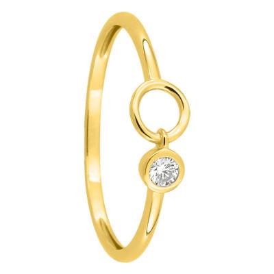 Bague Or Jaune 750 Anneau & Diamant Rond 0,06 ct - Emanessence