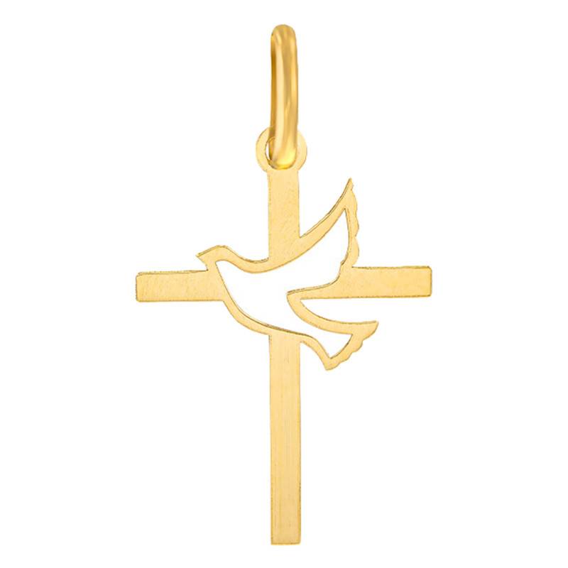 Yellow Gold Openwork Dove Cross, 375 or 750 - Lucas Lucor
