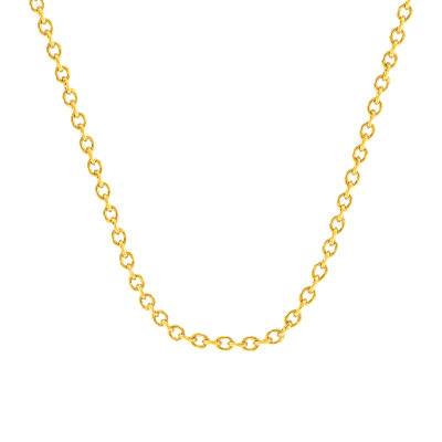 750/1000 Yellow Gold Cable Chain, 50 cm Length, Width 0.90 mm to 3 mm - Manillon