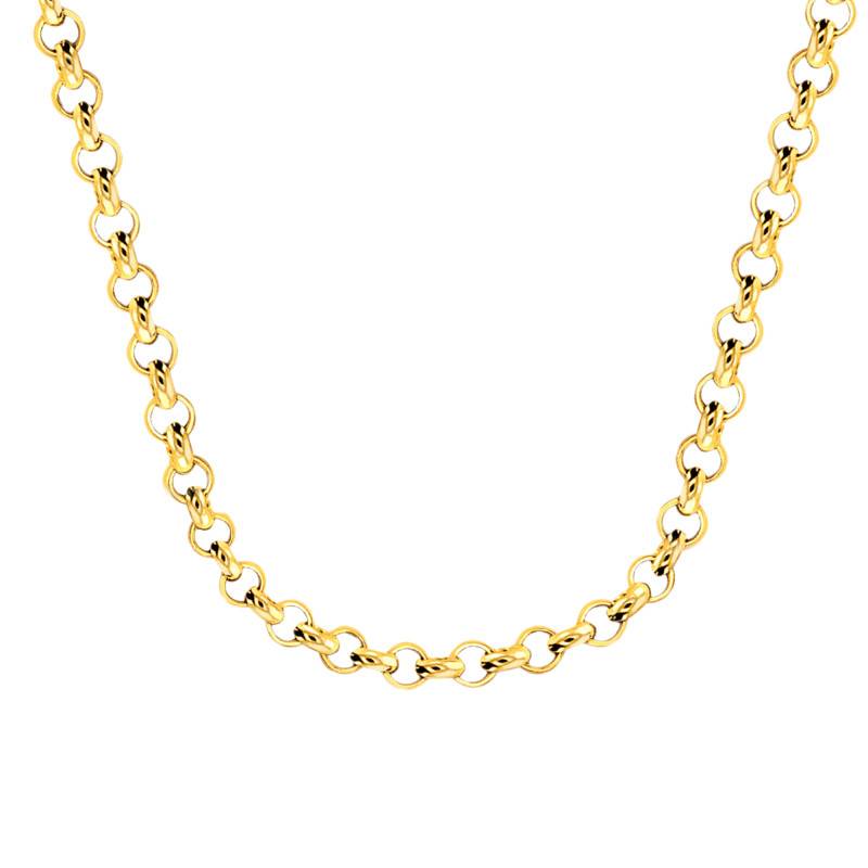 750 Yellow Gold Rolo Chain, 50 cm Length, Width from 1.80 mm to 5 mm - Manillon