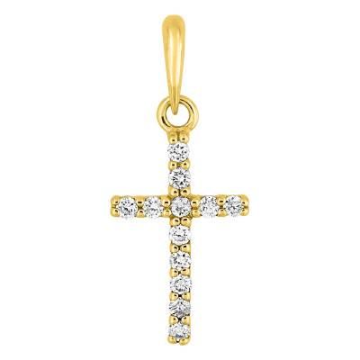 750/1000 Yellow Gold & Diamond Cross 0.11 ct - Emanessence