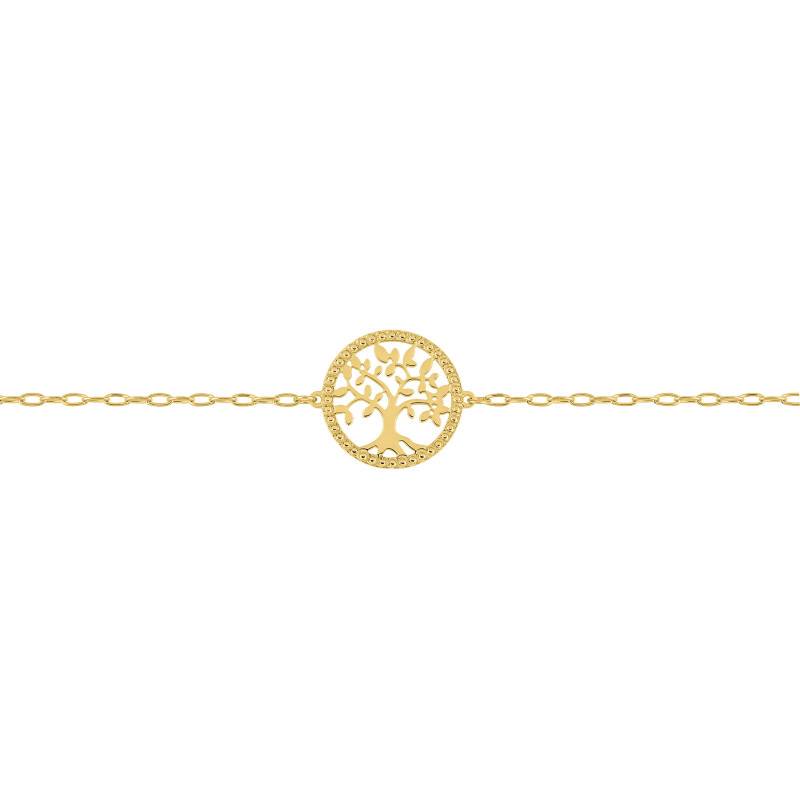 375/1000 Yellow Gold Tree of Life Bracelet, Length 16.50 cm to 18 cm, Width 1.20 mm - Emanessence