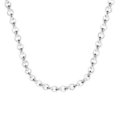 375/1000 White Gold Rolo Chain, 60 cm Length, 3.50 mm Width - Manillon