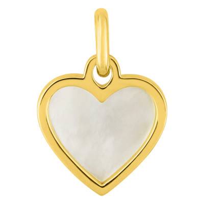 Pendentif Coeur, Or Jaune 375 & Nacre Blanche - Emanessence