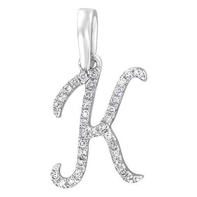 Pendentif lettre K Or Blanc 750 & diamants - Allegoria