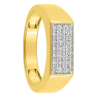 Bague Rectangle Or Jaune 375 & Oxydes de Zirconium - Emanessence