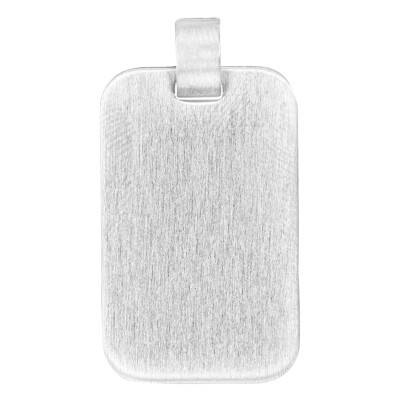 Pendentif Plaque Rectangulaire Brossée Argent - Emanessence