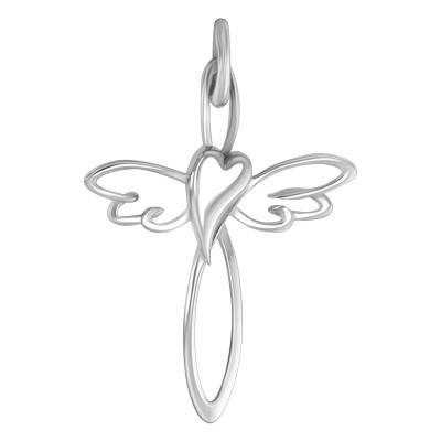 925/1000 Silver Winged Heart Cross Pendant - Emanessence