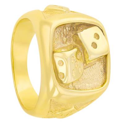 750/1000 Yellow Gold Signet Ring with Dice Motif - Imperium