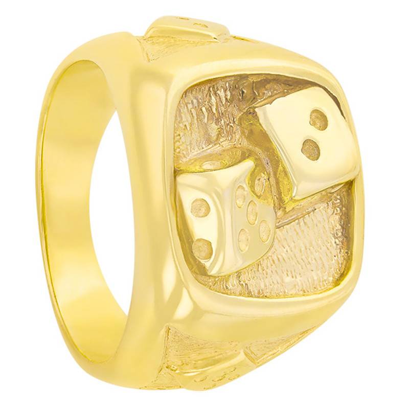750/1000 Yellow Gold Signet Ring with Dice Motif - Imperium