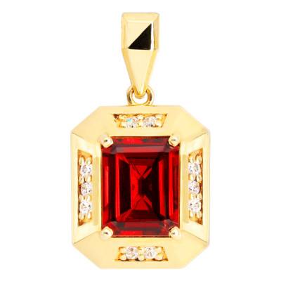 Pendentif Esprit Art Déco Grenat & Diamants 0,15 ct en Or Jaune 750 - Les Valentines