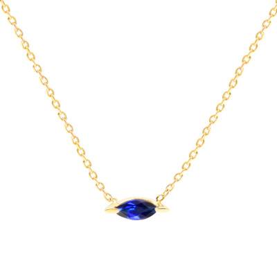 Collier Navette Saphir & Or Jaune 750, Longueur 41 cm - Les Valentines