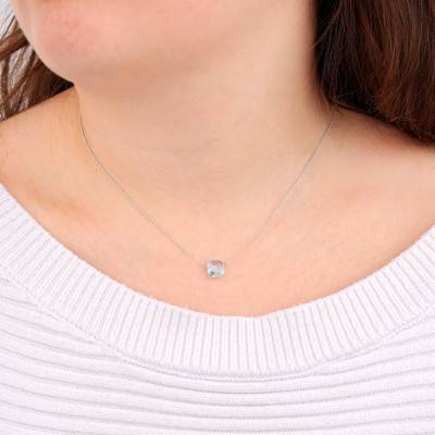 Collier Topaze Bleue en Or Blanc 750, Longueur 42 cm - Les Valentines