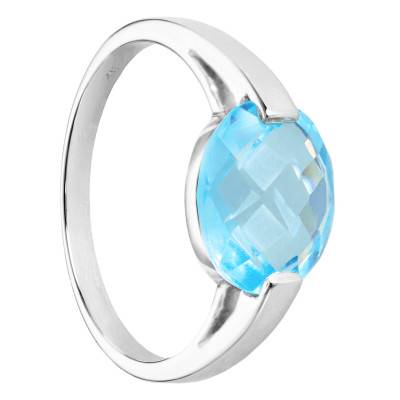 Bague Topaze Bleu Ovale & Or Blanc 750 - Les Valentines