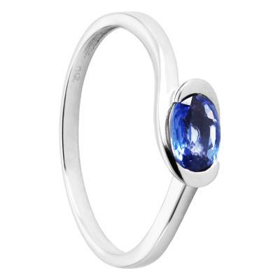 Bague Enroulée Or Blanc 750, Saphir Ovale 0,59 ct - Les Valentines