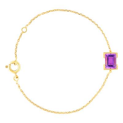 Bracelet Oméga Améthyste en Or Jaune 750, Longueur 17,5 cm, Largeur 1 mm - Les Valentines
