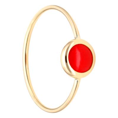 Bague Corail Ovale en Or Jaune 750 - Les Valentines