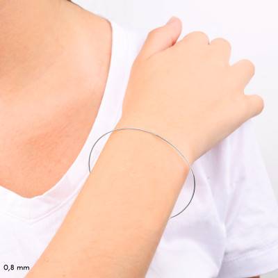 Bracelet Jonc Ouvert en Or Blanc 750, Diamètre 67,00 mm, Largeur 1,00 à 1,20 mm - Emanessence