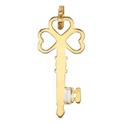 Pendentif Clé Ajourée, Zircon & Or Jaune 375 - Rosatella