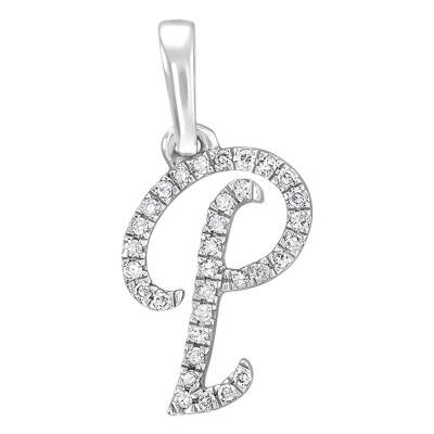 750/1000 White Gold & Diamond Letter P Pendant - Allegoria