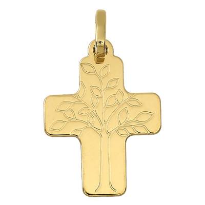 Yellow 750/1000 Gold Tree of Life Cross Pendant - Vandona