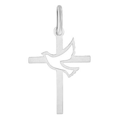 Croix Colombe Ajourée 20 mm, Or blanc - Lucas Lucor